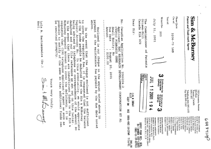 Document de brevet canadien 2066204. Taxes 20010711. Image 1 de 1