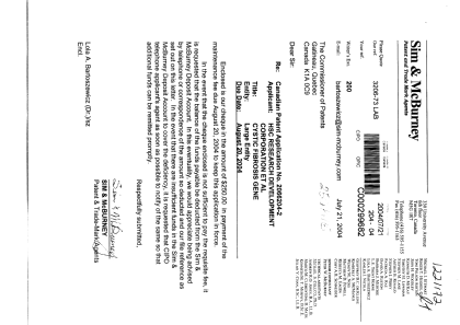 Document de brevet canadien 2066204. Taxes 20040721. Image 1 de 1
