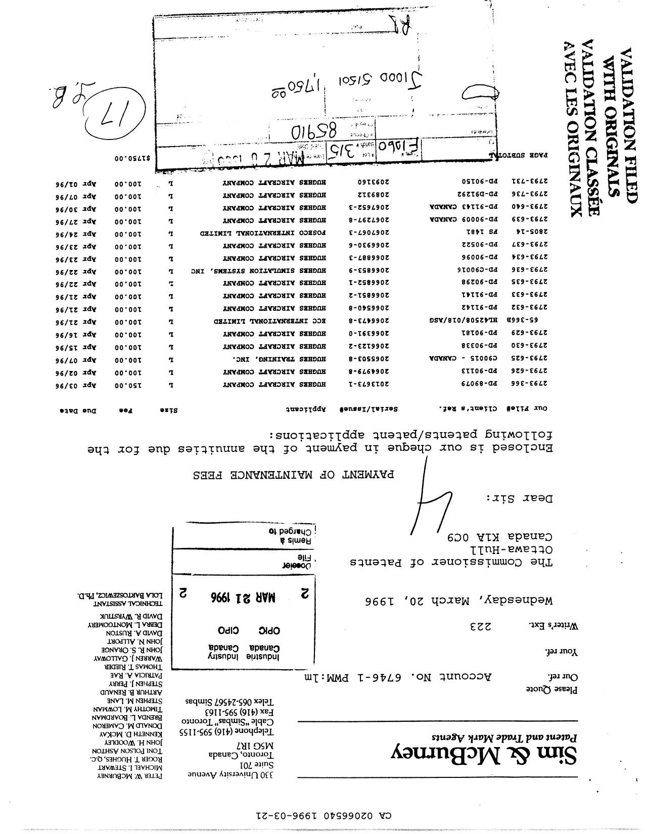 Document de brevet canadien 2066540. Taxes 19951221. Image 1 de 1