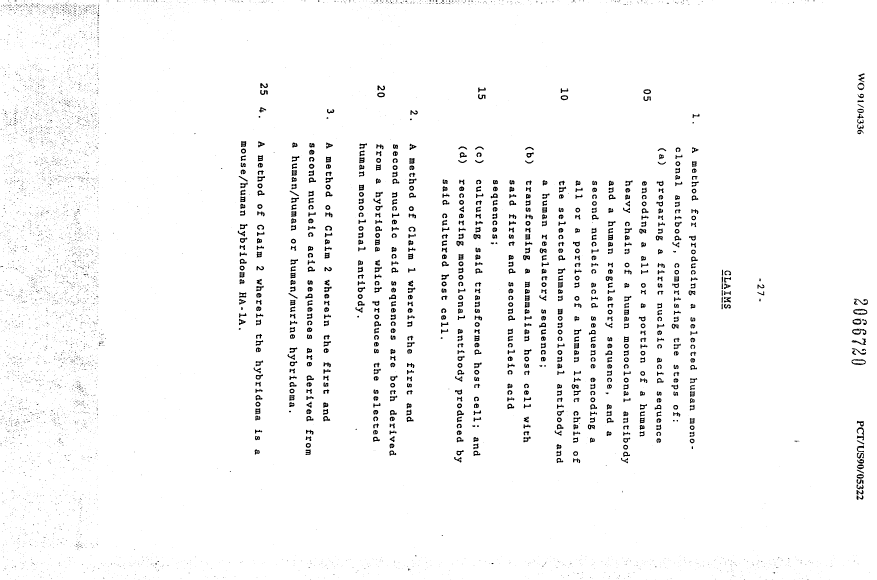 Document de brevet canadien 2066720. Revendications 19910320. Image 1 de 5