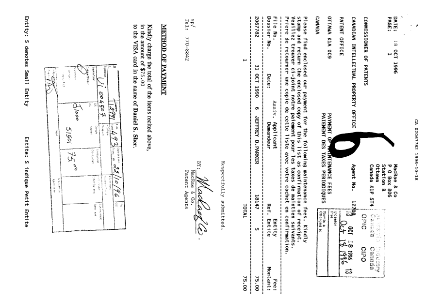 Document de brevet canadien 2067782. Taxes 19961018. Image 1 de 1