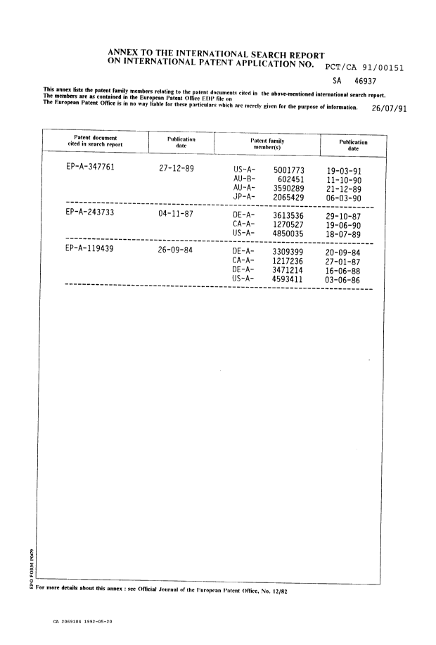 Document de brevet canadien 2069104. Rapport d'examen préliminaire international 19920520. Image 2 de 17