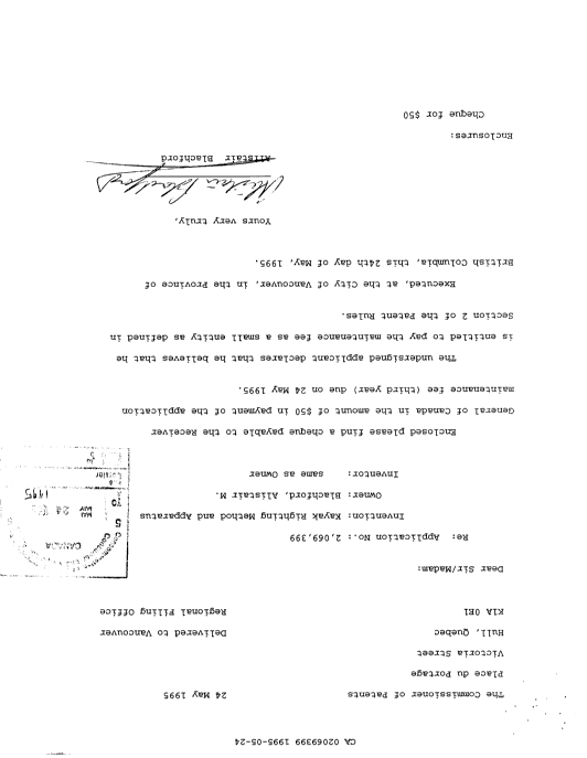 Document de brevet canadien 2069399. Taxes 19941224. Image 1 de 2