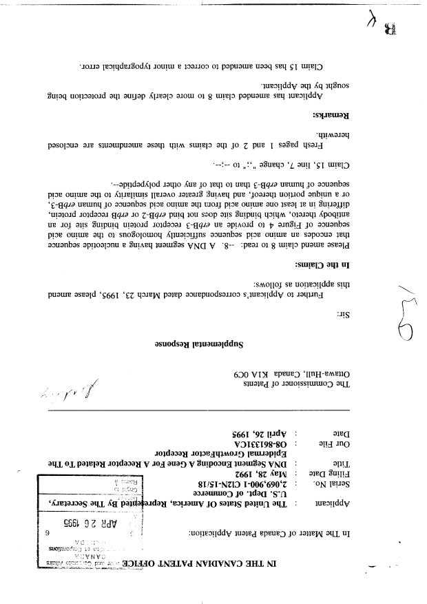 Document de brevet canadien 2069900. Poursuite-Amendment 19950426. Image 1 de 6