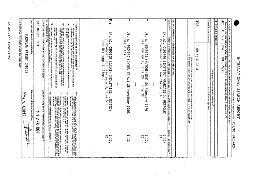 Document de brevet canadien 2070377. Rapport d'examen préliminaire international 19920603. Image 1 de 20