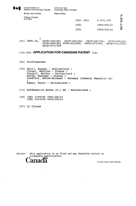 Document de brevet canadien 2071193. Page couverture 19940507. Image 1 de 1