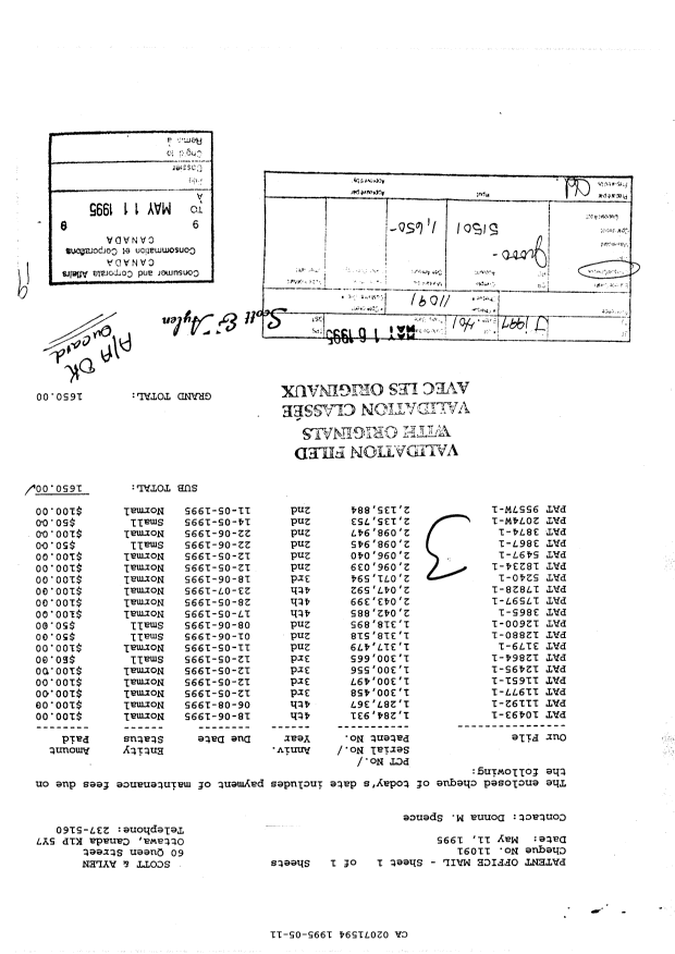 Document de brevet canadien 2071594. Taxes 19941211. Image 1 de 1
