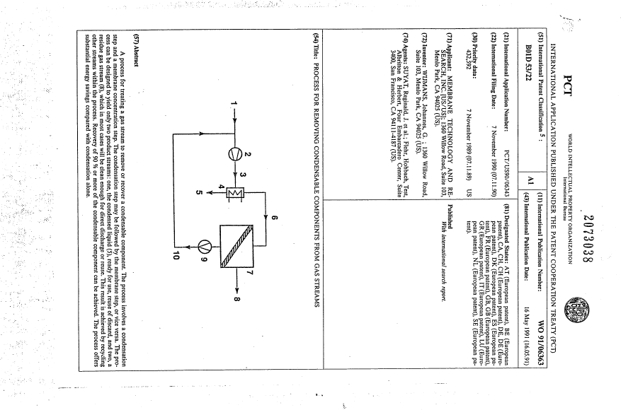 Document de brevet canadien 2073038. Abrégé 19940331. Image 1 de 1