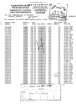 Document de brevet canadien 2073038. Taxes 19941031. Image 1 de 1