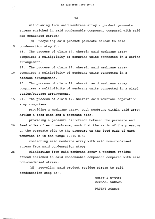 Document de brevet canadien 2073038. Revendications 19990917. Image 5 de 5