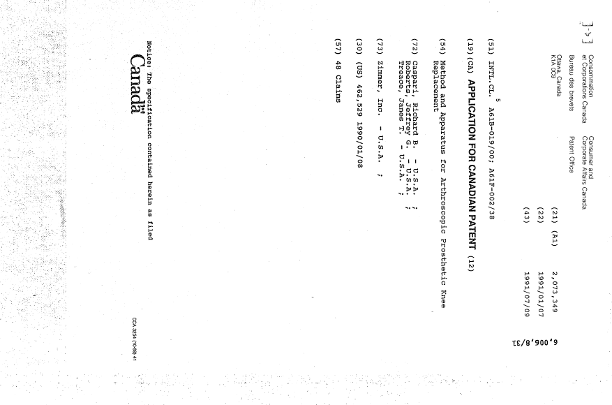 Canadian Patent Document 2073349. Cover Page 19931207. Image 1 of 1