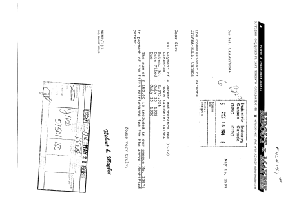 Document de brevet canadien 2073924. Taxes 19980515. Image 1 de 1