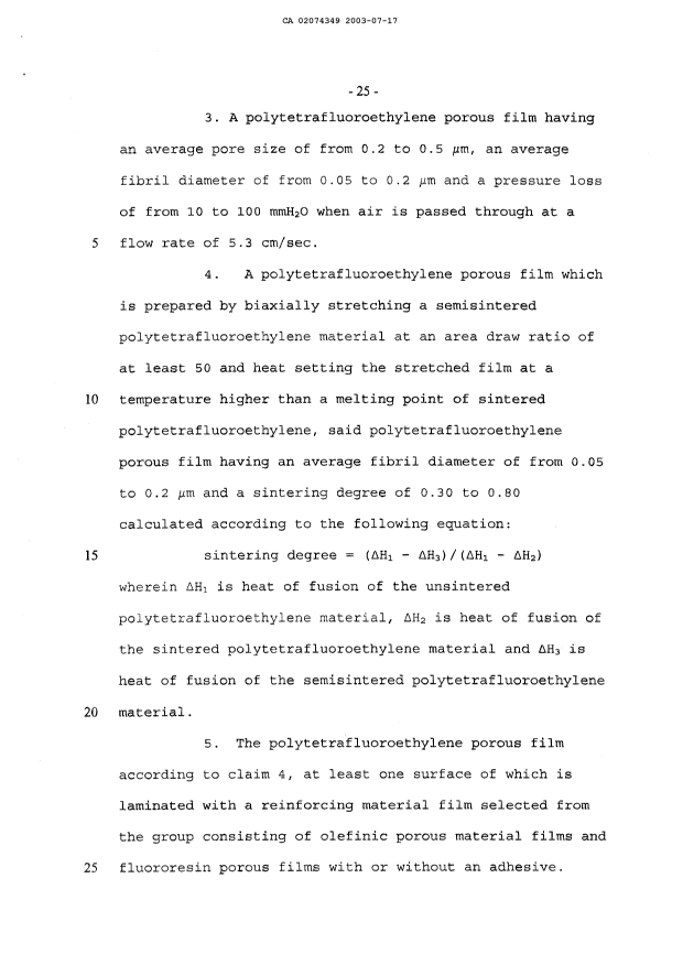 Canadian Patent Document 2074349. Prosecution-Amendment 20030717. Image 3 of 4