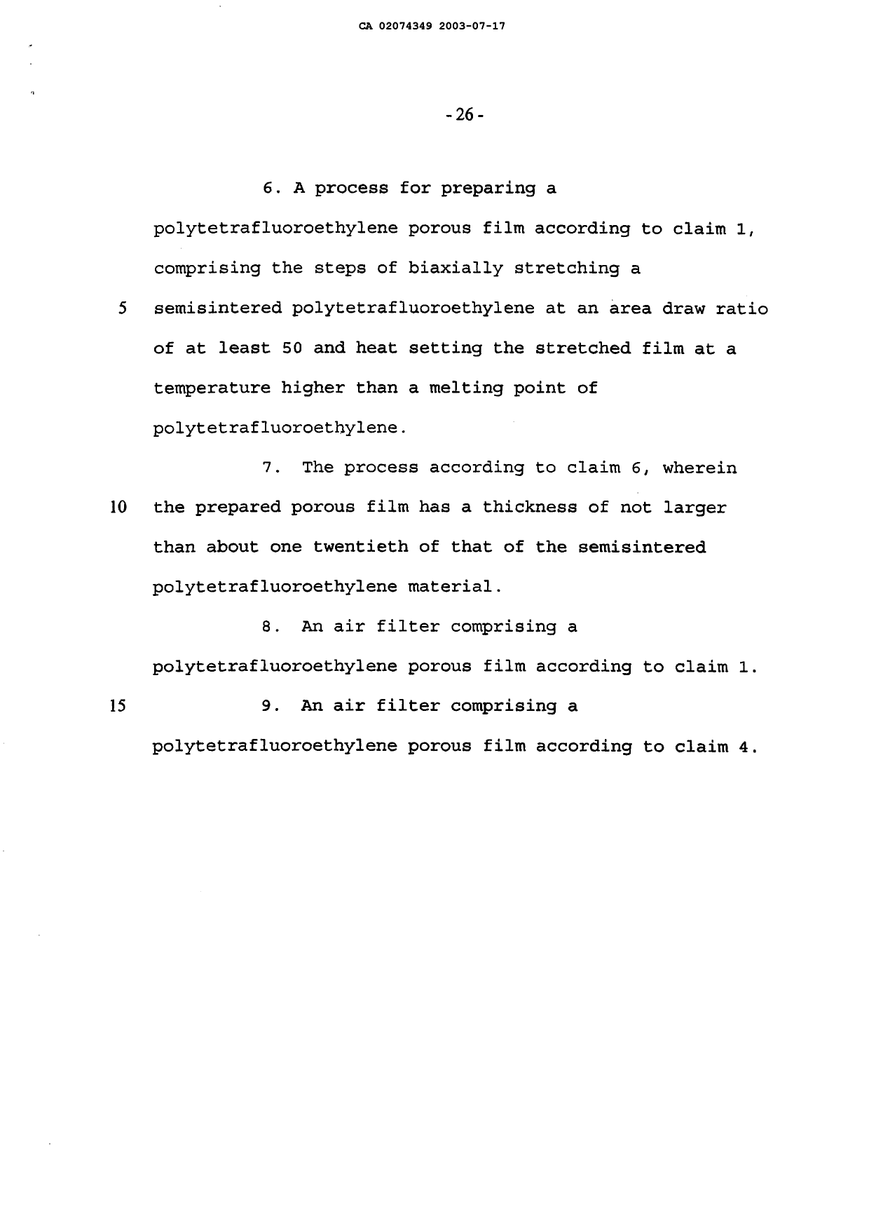 Canadian Patent Document 2074349. Prosecution-Amendment 20030717. Image 4 of 4