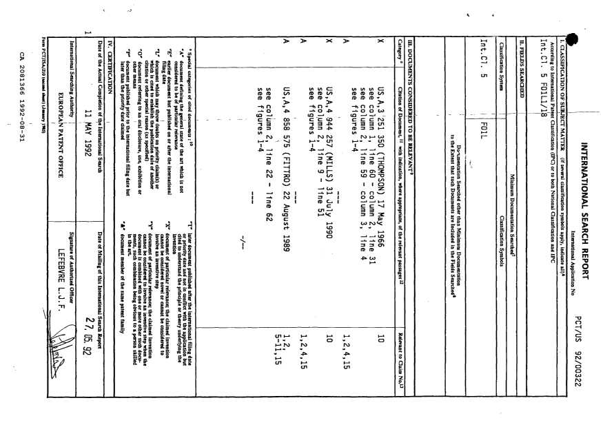 Document de brevet canadien 2081366. Rapport d'examen préliminaire international 19920831. Image 1 de 4
