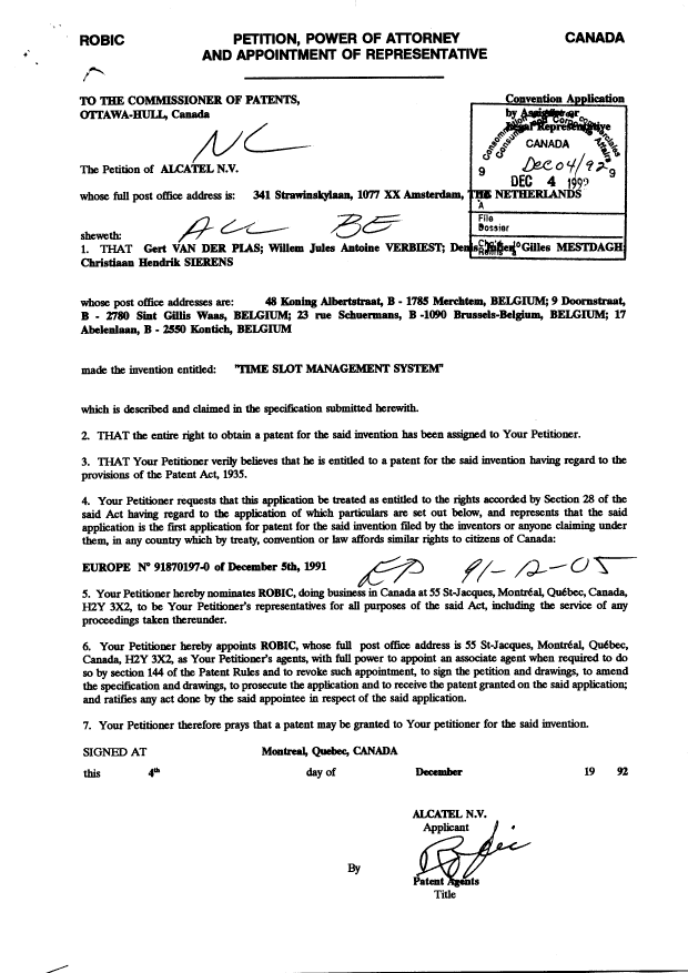 Canadian Patent Document 2084629. Assignment 19921204. Image 2 of 7