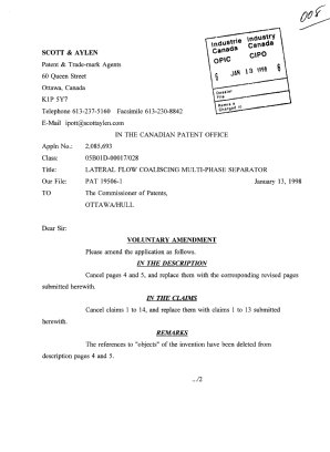 Document de brevet canadien 2085693. Poursuite-Amendment 19980113. Image 1 de 12
