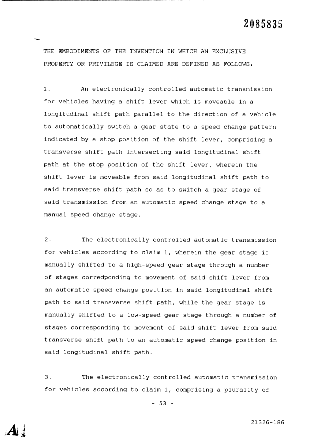 Document de brevet canadien 2085835. Revendications 19970227. Image 1 de 4