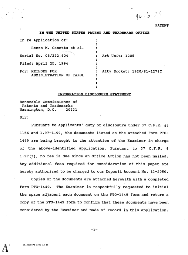 Canadian Patent Document 2086874. Prosecution Correspondence 19961218. Image 39 of 40