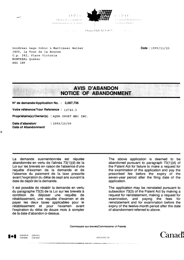Document de brevet canadien 2087736. Taxes 19941117. Image 6 de 6
