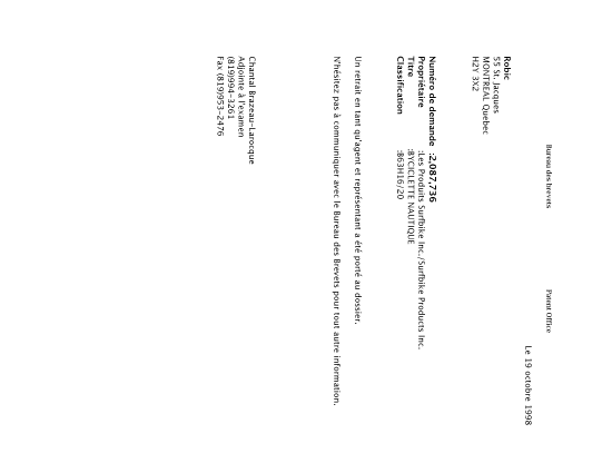 Document de brevet canadien 2087736. Correspondance 19981019. Image 1 de 1