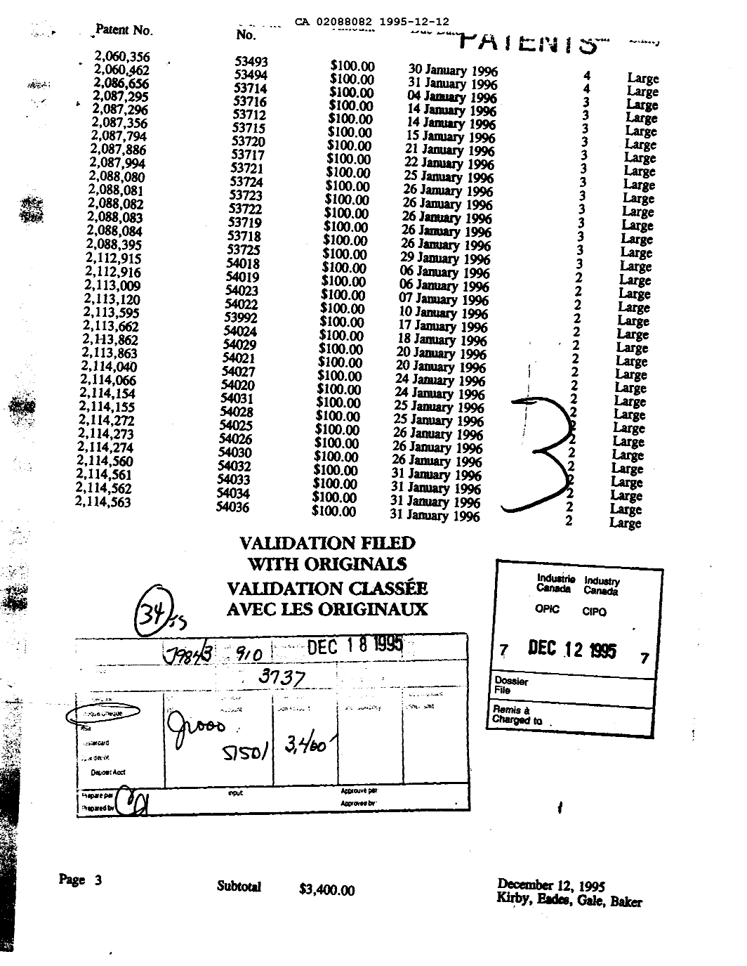 Document de brevet canadien 2088082. Taxes 19951212. Image 1 de 1