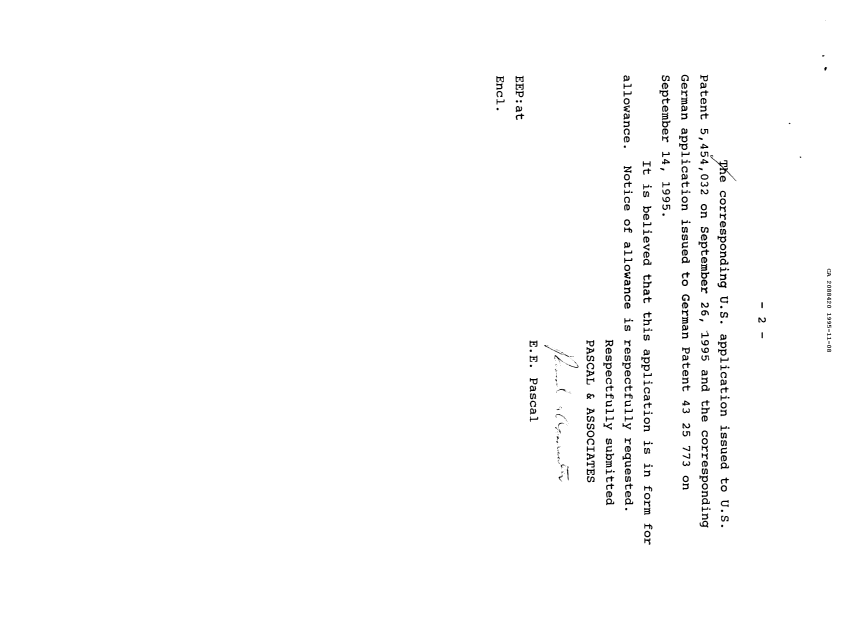 Canadian Patent Document 2088420. Prosecution Correspondence 19951108. Image 2 of 2
