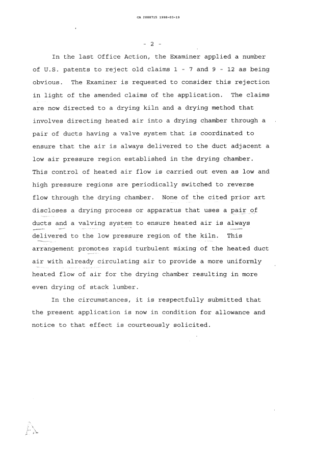 Canadian Patent Document 2088715. Prosecution Correspondence 19980319. Image 2 of 3