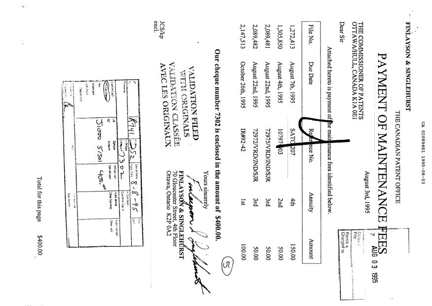 Document de brevet canadien 2089481. Taxes 19950803. Image 1 de 1