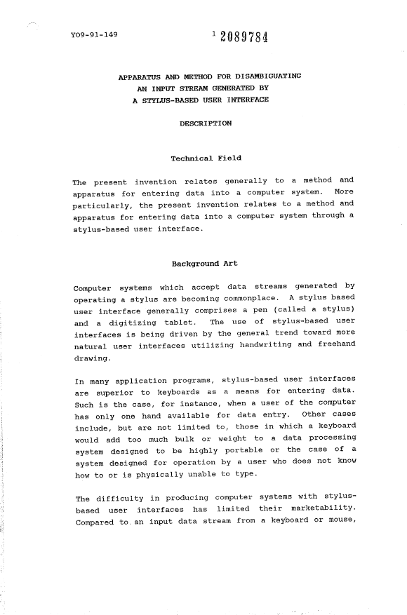 Document de brevet canadien 2089784. Description 19940226. Image 1 de 24
