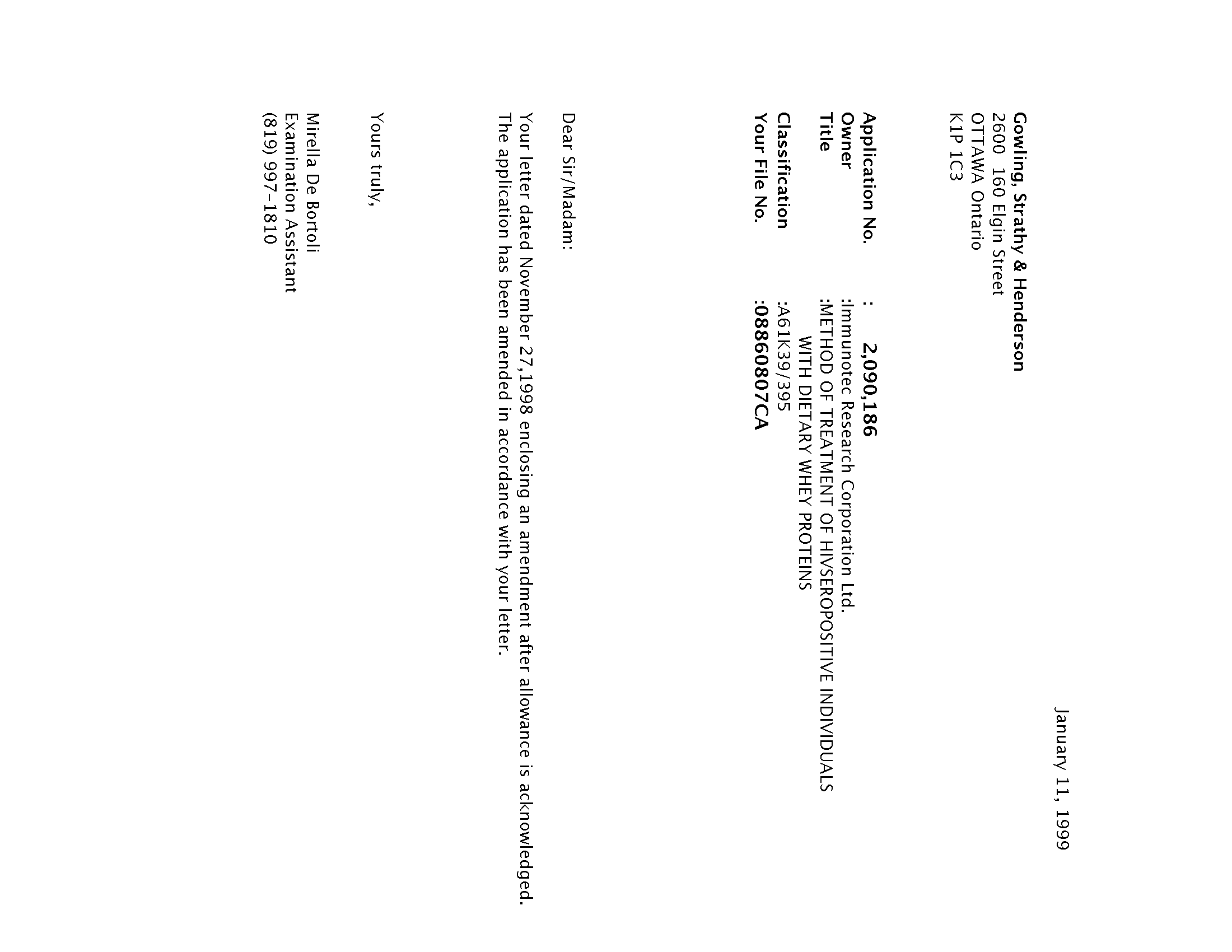 Document de brevet canadien 2090186. Poursuite-Amendment 19981211. Image 1 de 1