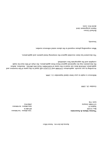 Canadian Patent Document 2091658. Correspondence 19981219. Image 1 of 1