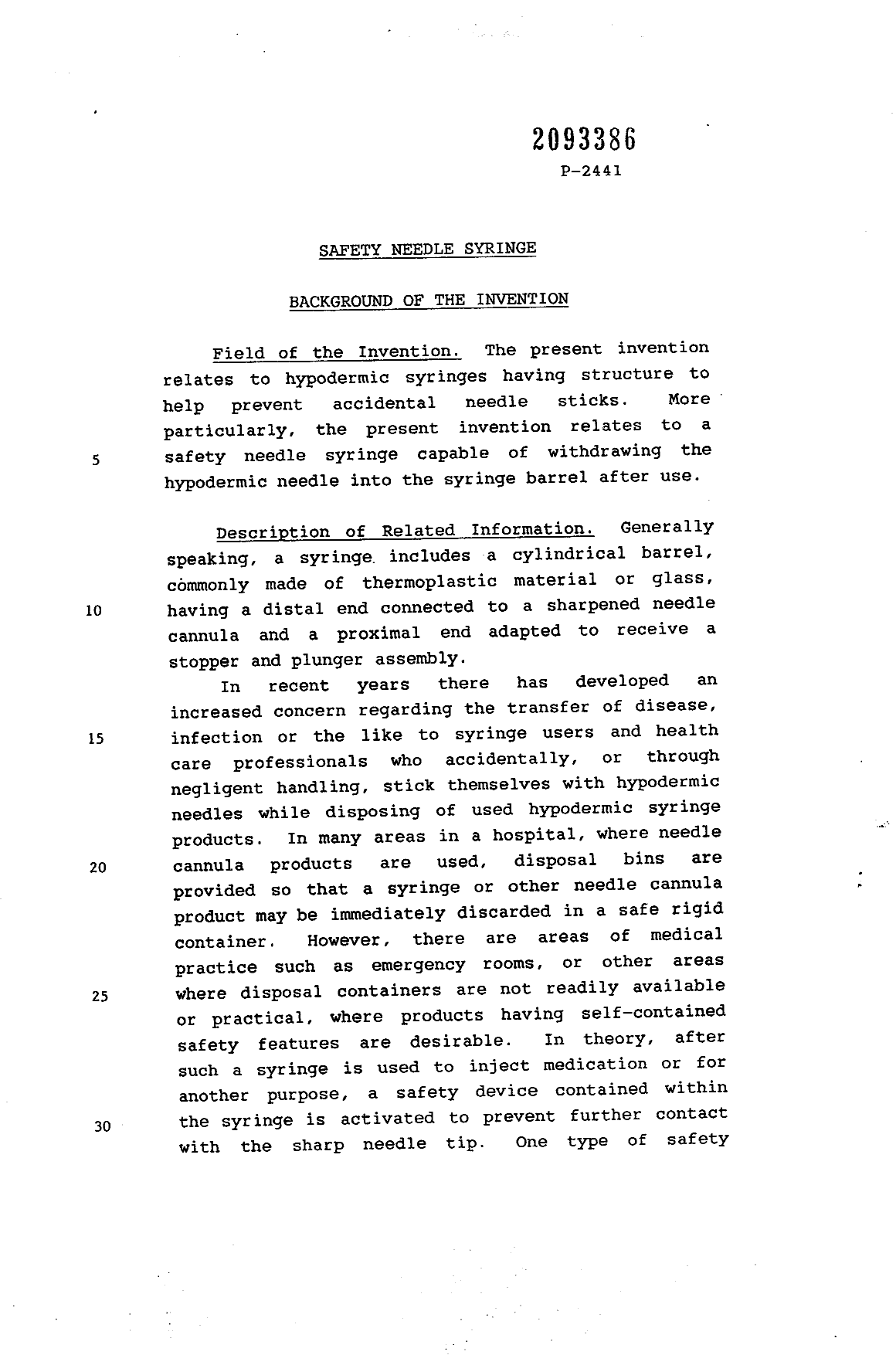 Document de brevet canadien 2093386. Description 19940305. Image 1 de 17