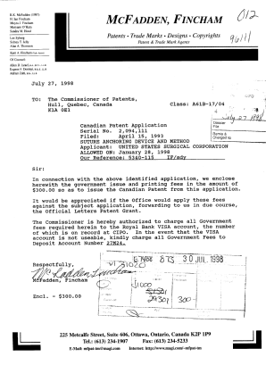Canadian Patent Document 2094111. Correspondence 19980727. Image 1 of 1