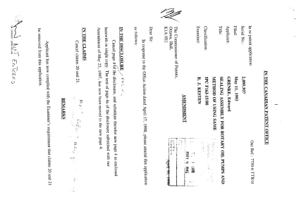 Canadian Patent Document 2095937. Prosecution Correspondence 19980504. Image 1 of 2