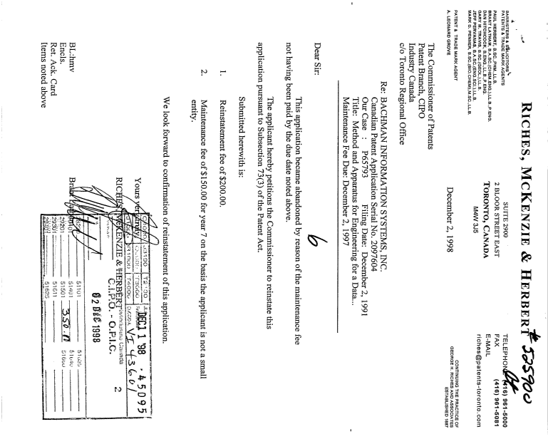 Document de brevet canadien 2097604. Taxes 19981202. Image 1 de 1