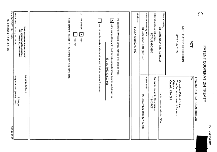Document de brevet canadien 2099596. Rapport d'examen préliminaire international 19930615. Image 1 de 21