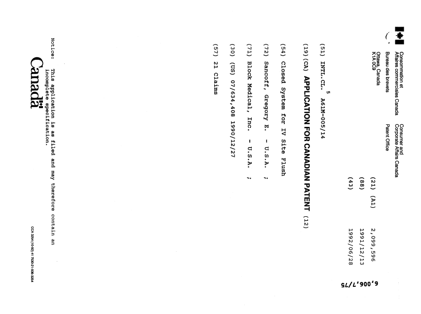Document de brevet canadien 2099596. Page couverture 19970225. Image 1 de 1