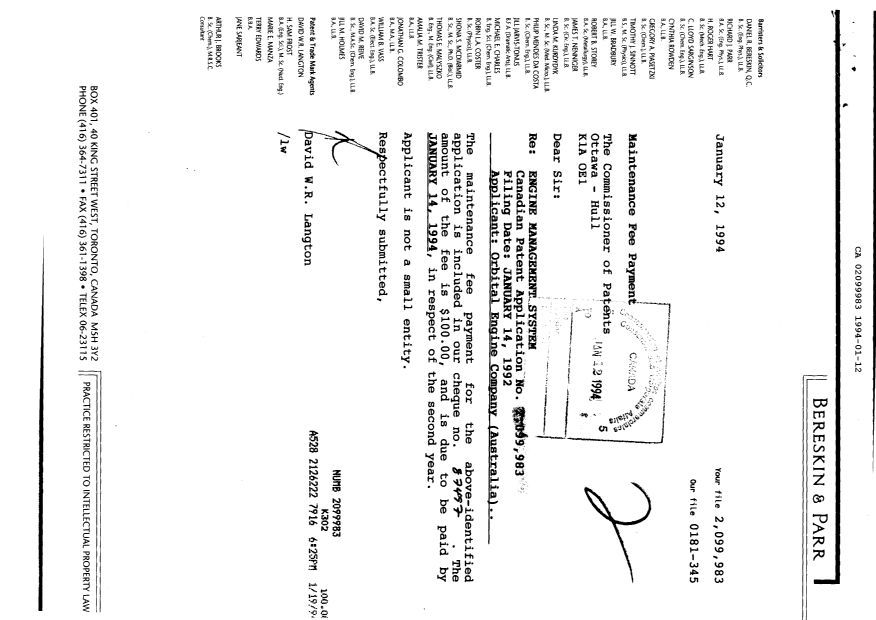 Document de brevet canadien 2099983. Taxes 19940112. Image 1 de 1