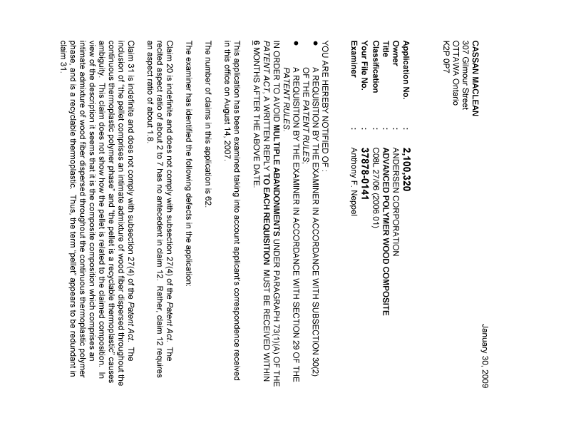 Document de brevet canadien 2100320. Poursuite-Amendment 20090130. Image 1 de 3