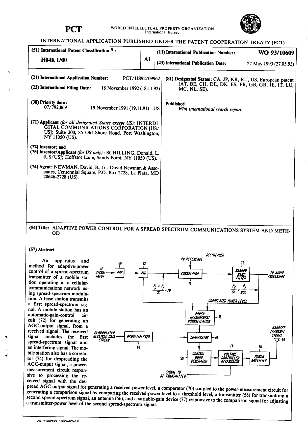 Document de brevet canadien 2100793. PCT 19921216. Image 2 de 34