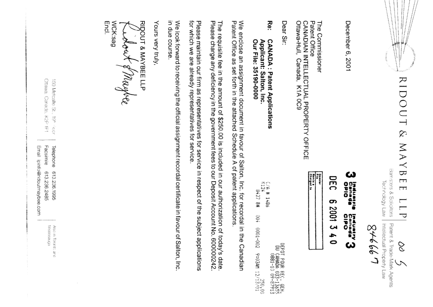 Document de brevet canadien 2100811. Cession 20011206. Image 1 de 15