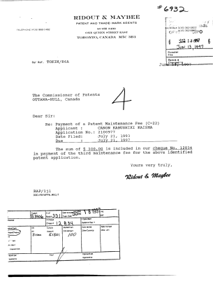 Document de brevet canadien 2100977. Taxes 19970613. Image 1 de 1