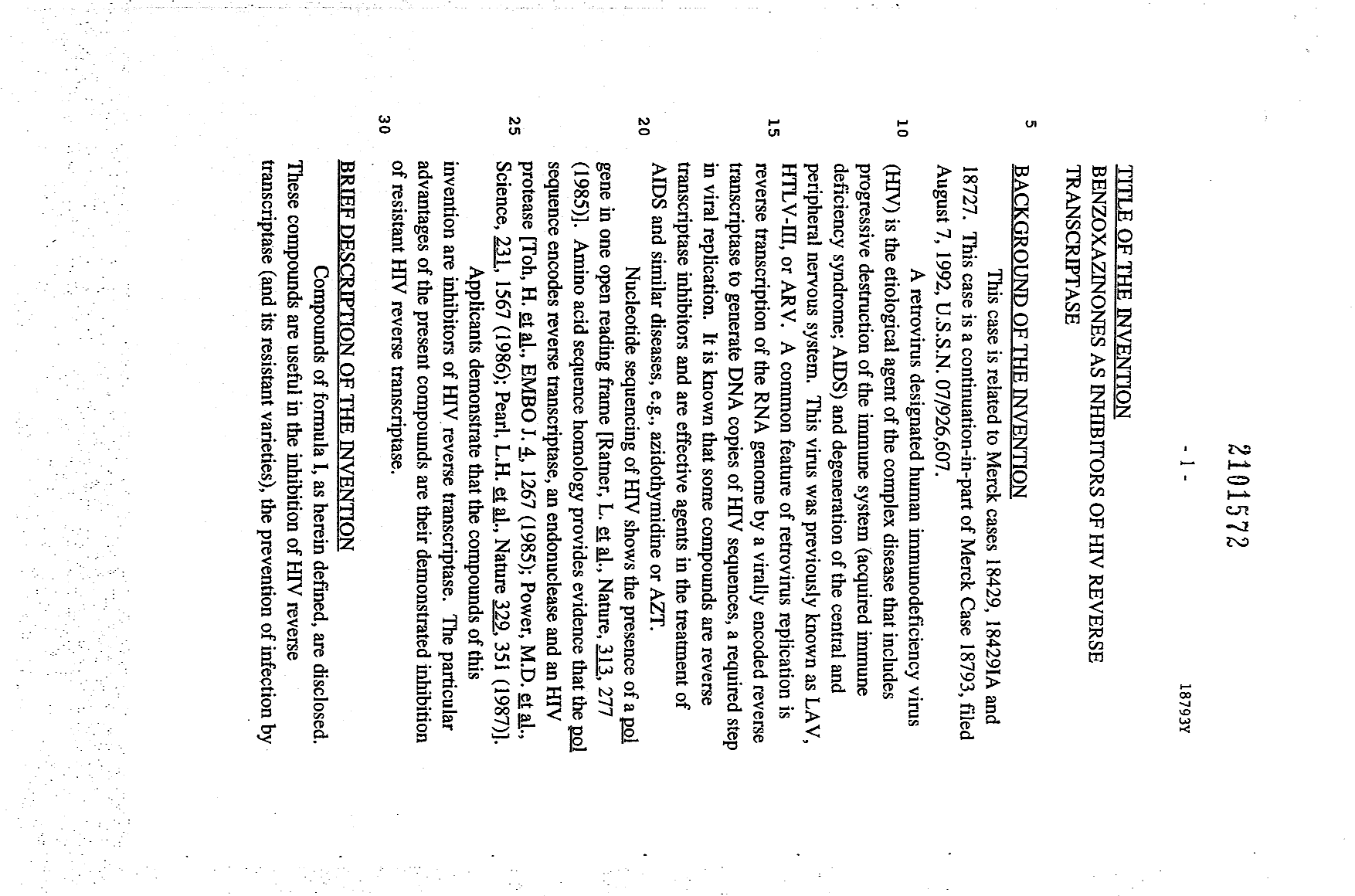 Document de brevet canadien 2101572. Description 19931219. Image 1 de 58