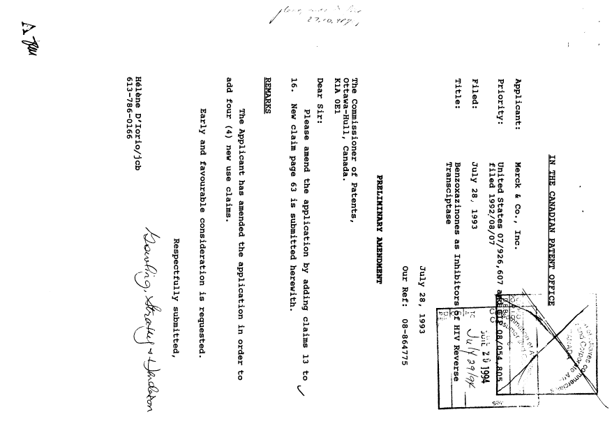 Canadian Patent Document 2101572. Prosecution-Amendment 19971220. Image 2 of 2