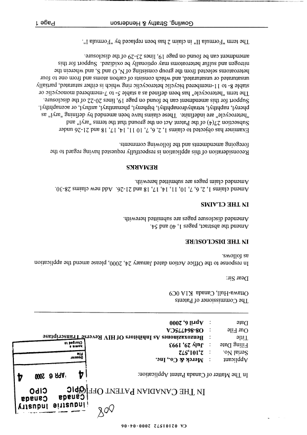 Canadian Patent Document 2101572. Prosecution-Amendment 19991206. Image 1 of 32