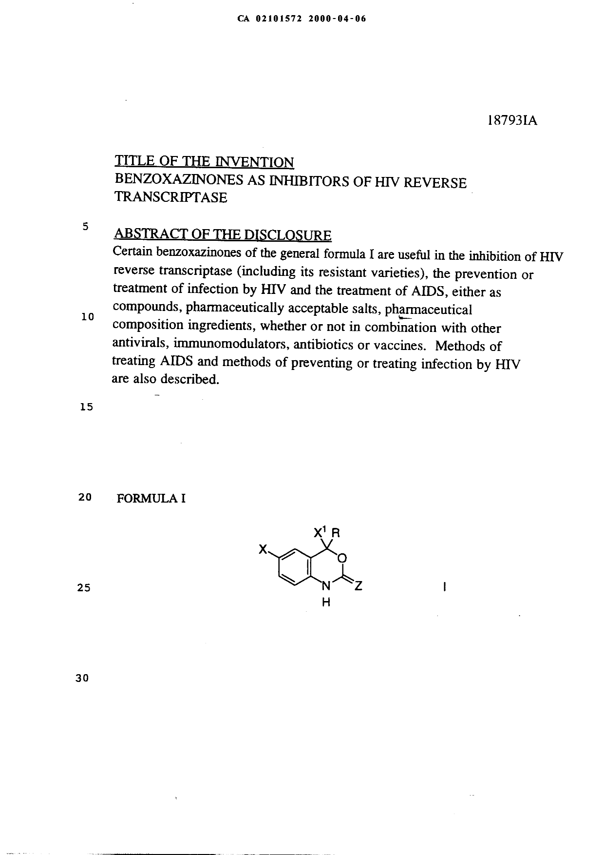 Canadian Patent Document 2101572. Abstract 20000406. Image 1 of 1