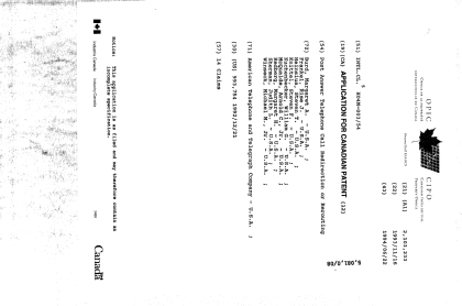 Canadian Patent Document 2103233. Cover Page 19950318. Image 1 of 1