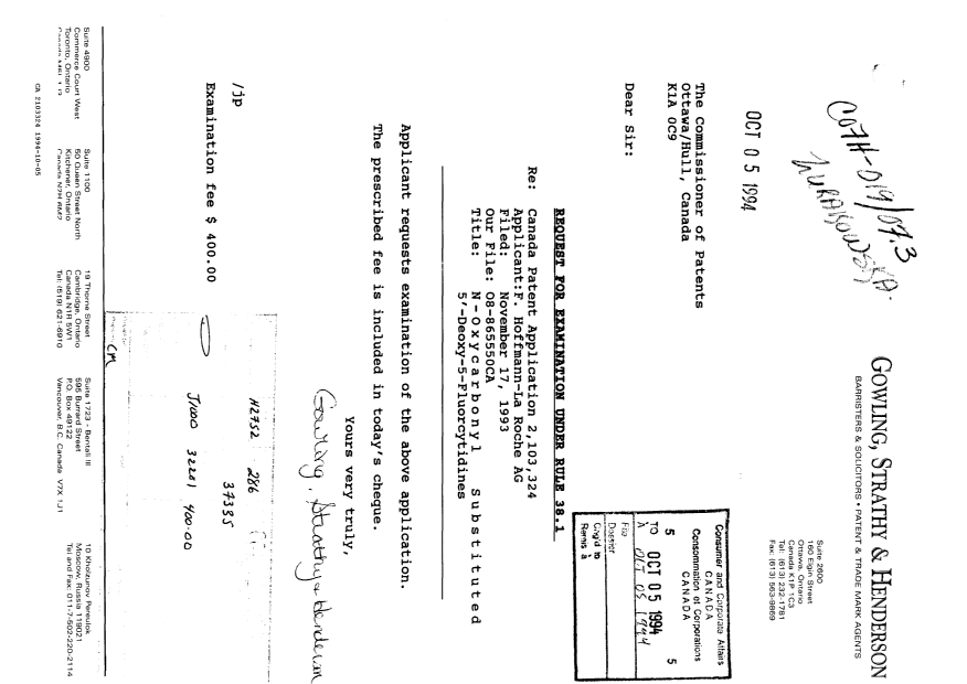 Document de brevet canadien 2103324. Poursuite-Amendment 19931205. Image 1 de 1