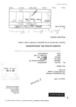 Document de brevet canadien 2103324. Correspondance 19961221. Image 1 de 1